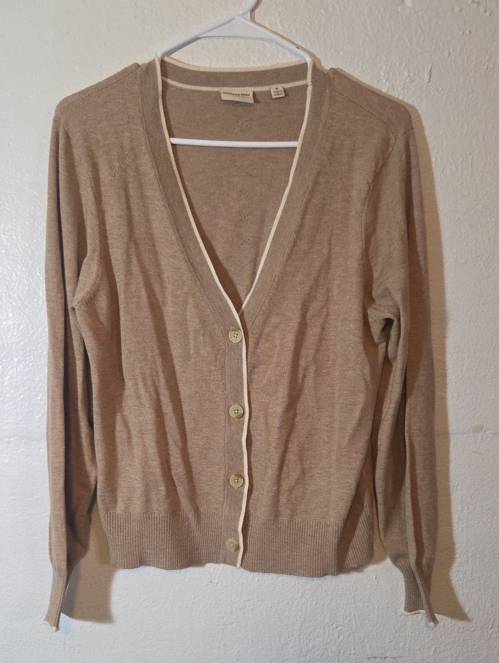Scotch & Soda Cardigan Sweater Womens M Beige V Neck Button Knit Lightweight